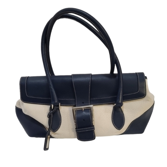 Jaeger Handbags - Jaeger Italy Genuine Leather Trim Silver Hardware Bag